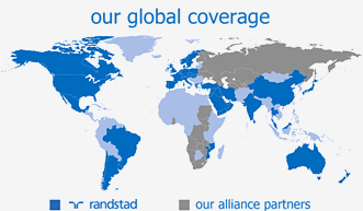 our global converage [blue] randstad [gray] our alliance partners