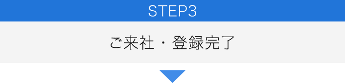 STEP3 ご来社・登録完了